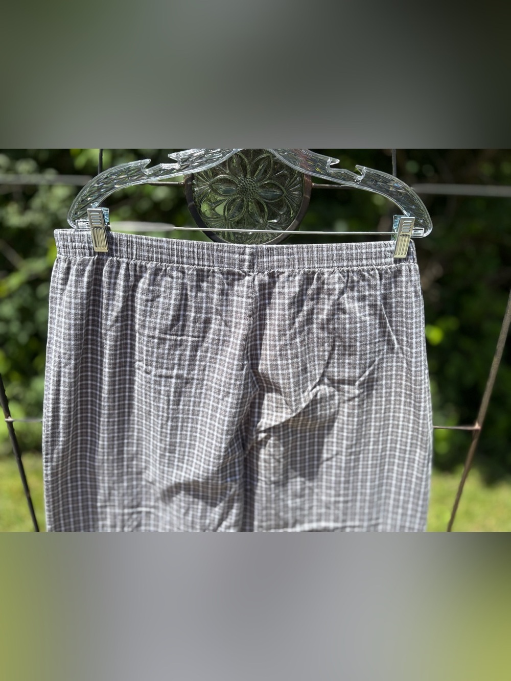 Puritan Gray Plaid Elastic Waist Lounge Sleep Pants 100% Cotton Men's Large Soft - Picture 8 of 14